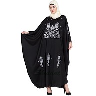 Designer Kaftan abaya with embroidery work-Black